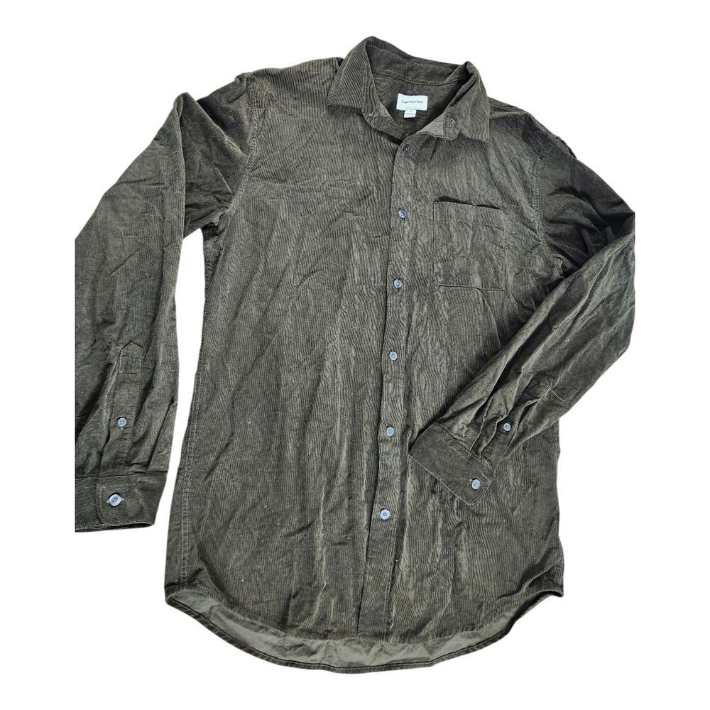 Frank and‎ Oak corduroy button up shirt mens sz med. long sleeve brown